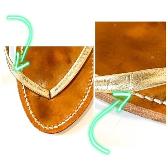 K‎ JACQUES St Tropez Venise Flip-Flops in Gold Leather, Size 36 EU - Picture 9 of 11